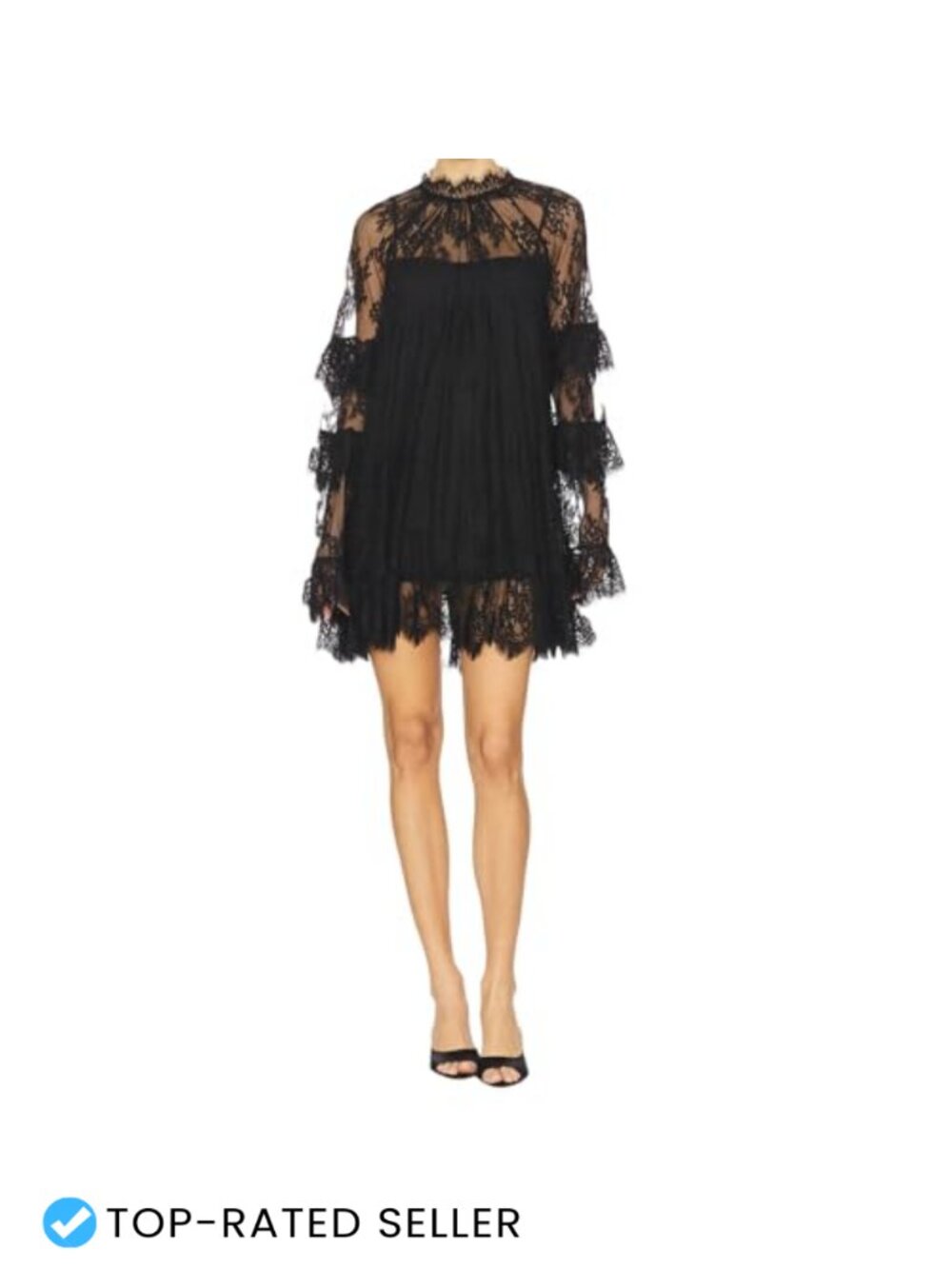 Women's Lace Mini Dress Long Sleeve Sheer Party Cocktail